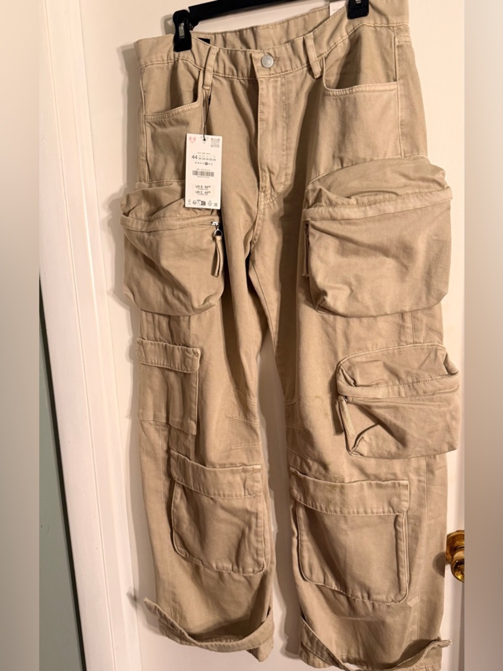 Zara Men's Tan Cargo Utility Pants - Multi-Pocket Workwear NWT - Picture 2 of 4